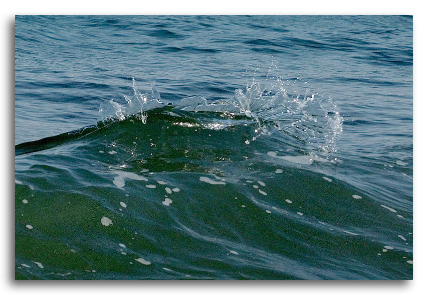Une vague se brise une vague épuisée